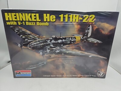 Monogram Model Kit Heinkel He 111H-22 w/V-1 Buzz Bomb VG FACTORY SEALED FASTSHIP