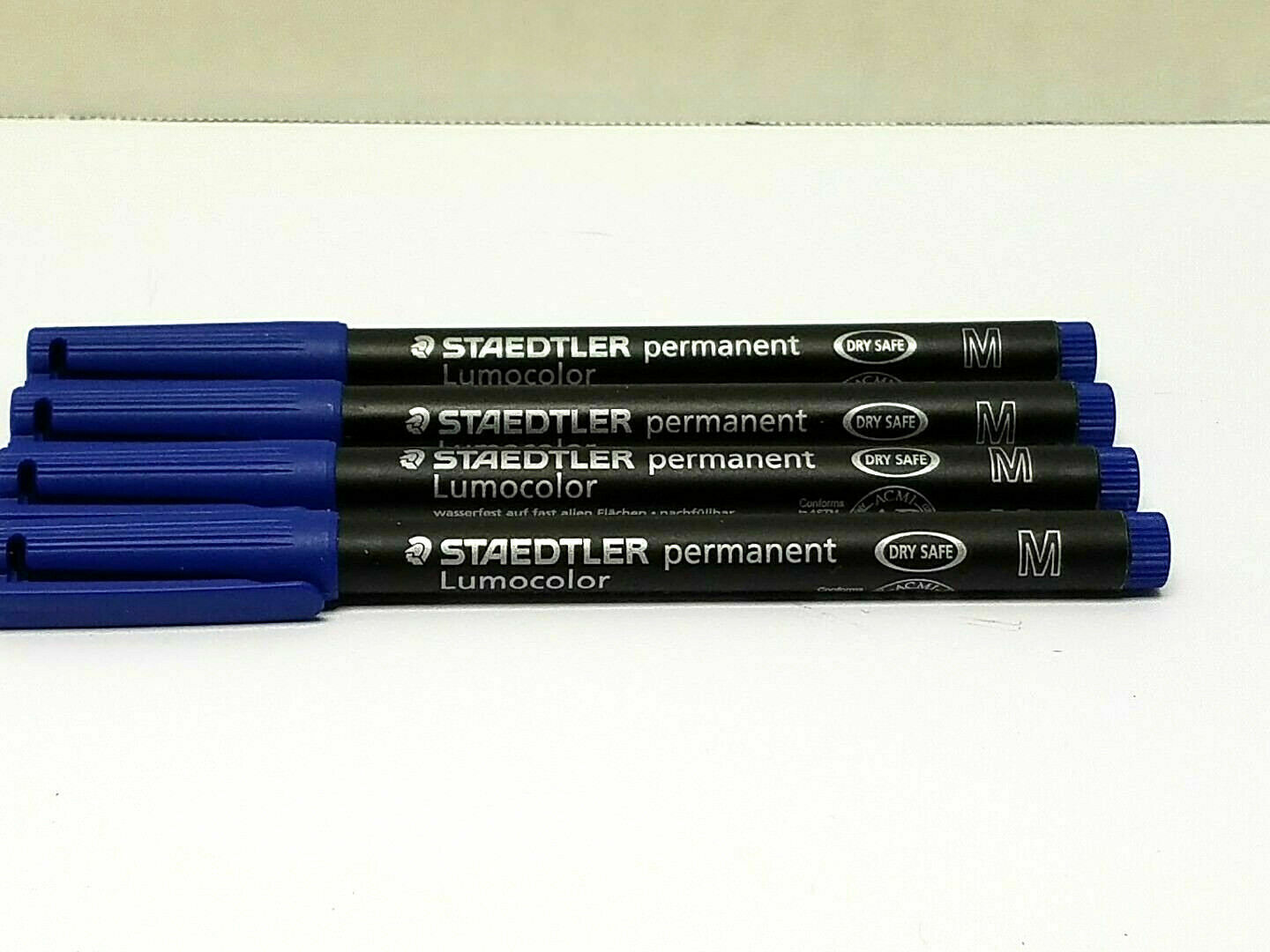Staedtler Lumocolor Permanent Pen 317-3  Blue Medium, 4 each New!