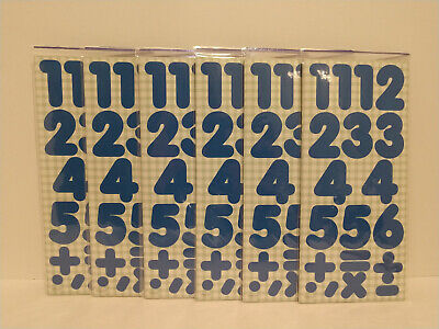 SANDYLION Number Stickers Lot of Blue 6 Packs, 72 Sheets ~ Math Symbols