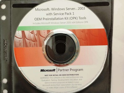 Microsoft Windows Server 2003 w/ SP1 (32 & 64 bit) Preinstallation Kit CD
