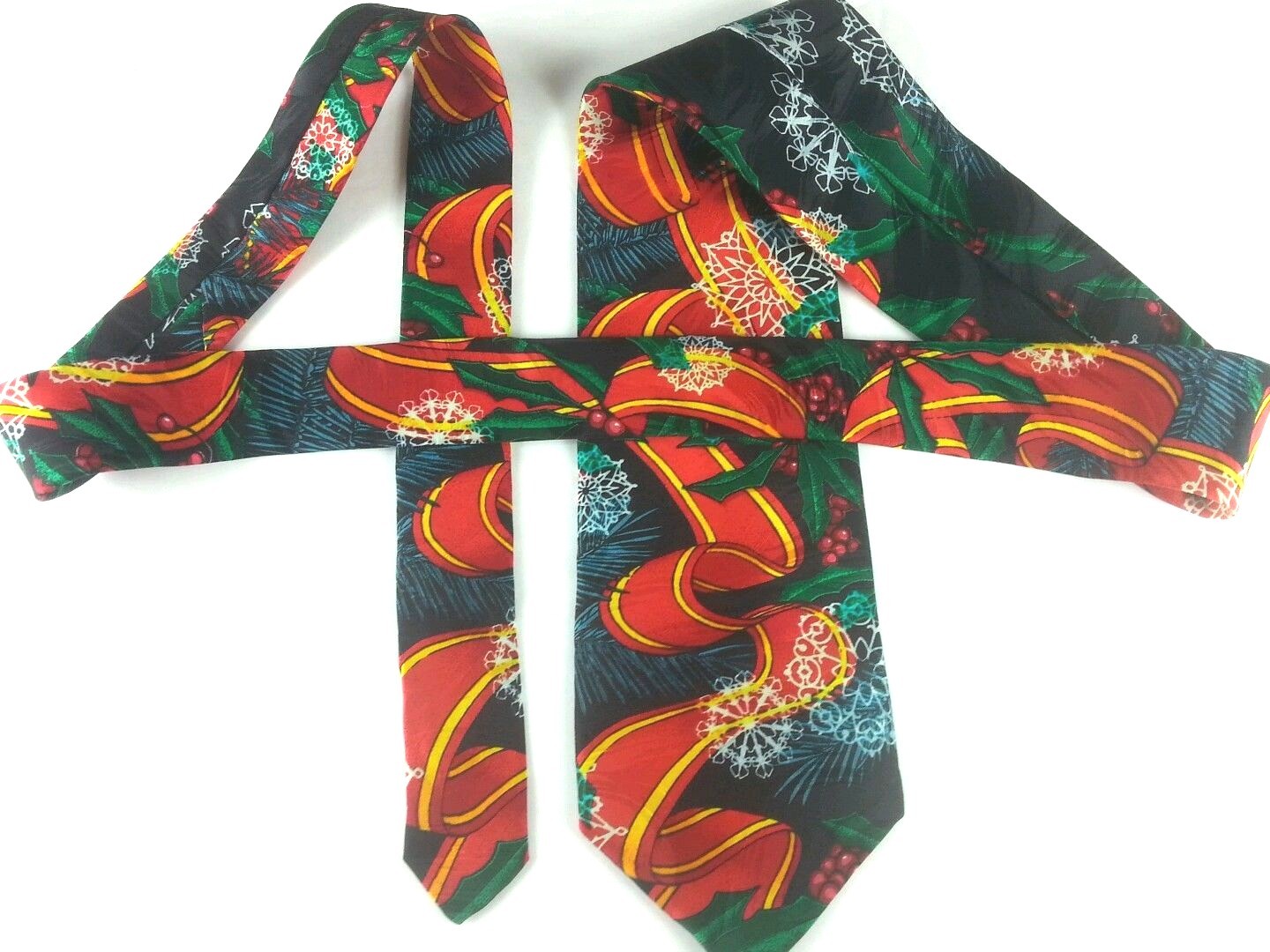 Rush Limbaugh No Boundaries Christmas Tie Red Green Gold White 100% Silk