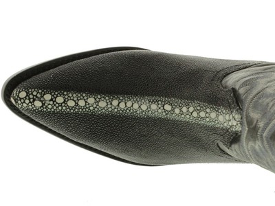 Pre-owned El Presidente Mens Western Boots J Toe Stingray Skin Real Leather Black Botas