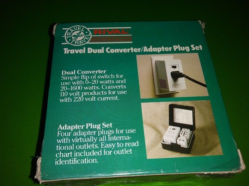 New! Rival Travel Dual Converter/Adapter Plug White Model TC661 with Black Case