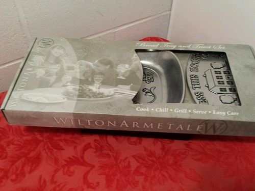 Wilton Armetale Bless This House- Bread Tray and Trivet Set- New in Original Box