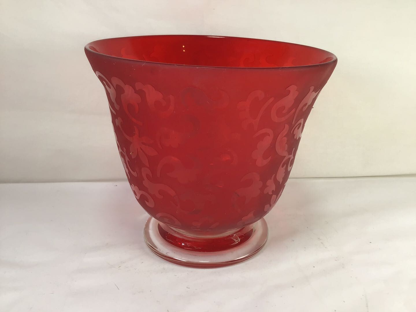 アンティーク ガラス器 Z52 Vintage Antique Classic Red Etching Carved Design Art
