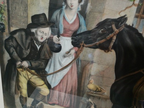 large  painting by  Edwin Douglass ,ediz 148/2 family horse h 41 1/2