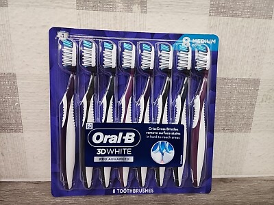 Oral-B 3D White Pro Advanced Toothbrush Set Medium Bristle  8-pack  NEW  