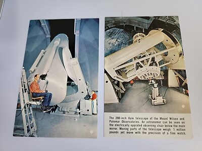 1965 Palomar Observatory Postcards (2) Hale & Schmidt Telescopes San Diego CA D1