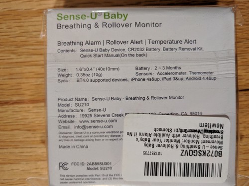 New Sense-U Baby Breathing & Rollover Monitor Movement