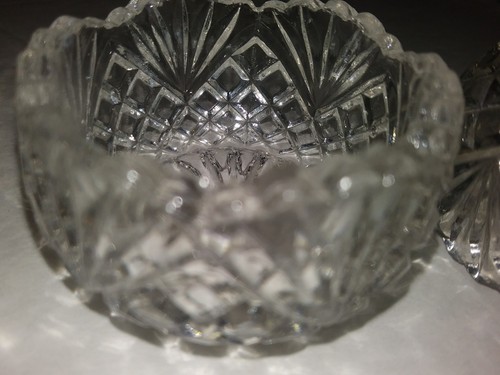 Set of 6 Antique Open Salt Cellar Dip CLEAR CRYSTAL GLASS PINEAPPLE DESIGN