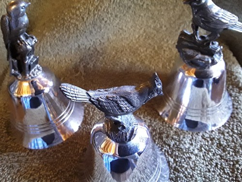 6 Danbury Mint Songbird Handle Bells
