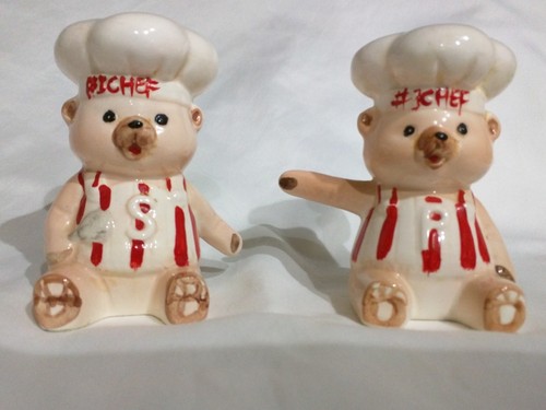 OOAK Mid Century Modern Pig Chefs BUDDY BFF Handpainted Salt & Pepper Shakers