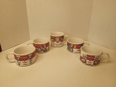 Vintage Assorted Lot of 5 Campbells Ceramic Kids Soup Mugs Bowls 1990's Westwood