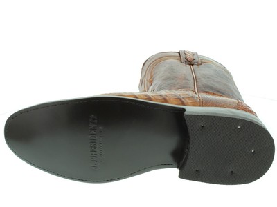 Pre-owned Western Mens Cognac Cowboy Boots Crocodile Hornback Exotic Skin  Wear Roper In Brown