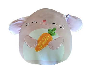 NWT Easter Squishmallow BOP THE BUNNY carrot - ''Don't worry, be hoppy'' 14'' As Is