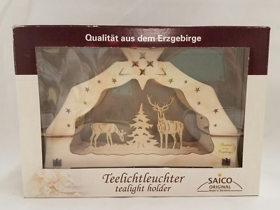 Saico Erzgebirge Made in Germany Deer Candleholder Tea Light Lichtleuchter NEW