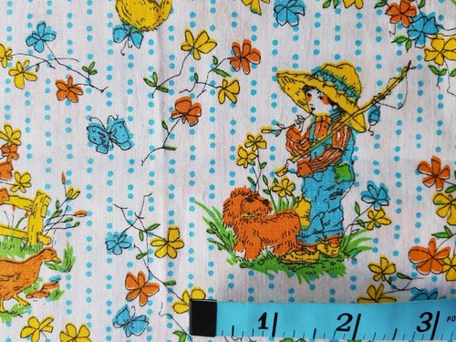 vtg 60's Cotton fabric Juvenile 4yd 36