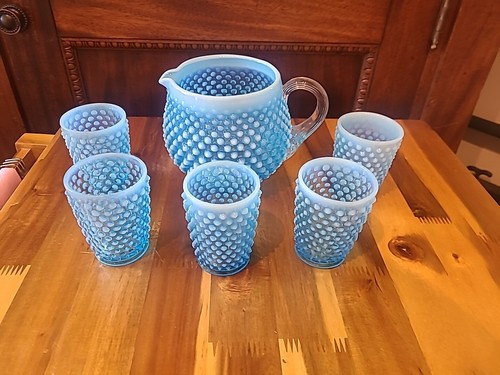 Philippa Whittle“The Blue Jug”ビンテージ Vintage Fenton Opalescent Blue Water Juice Pitcher Glass