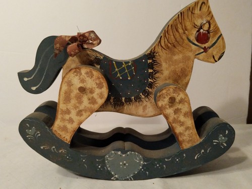 Vintage Tole Hand Painted Rocking Horse