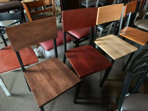NEW RESTAURANT WOOD METAL CHAIRS IN MAHOGANY (WALNUT , CHERRY ,NATURAL COLOR)