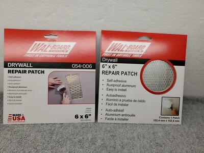 2 PACK 54-006 Wal Board Tools 6''X6'' Drywall Repair Patch Aluminum  SELF-ADHESIVE