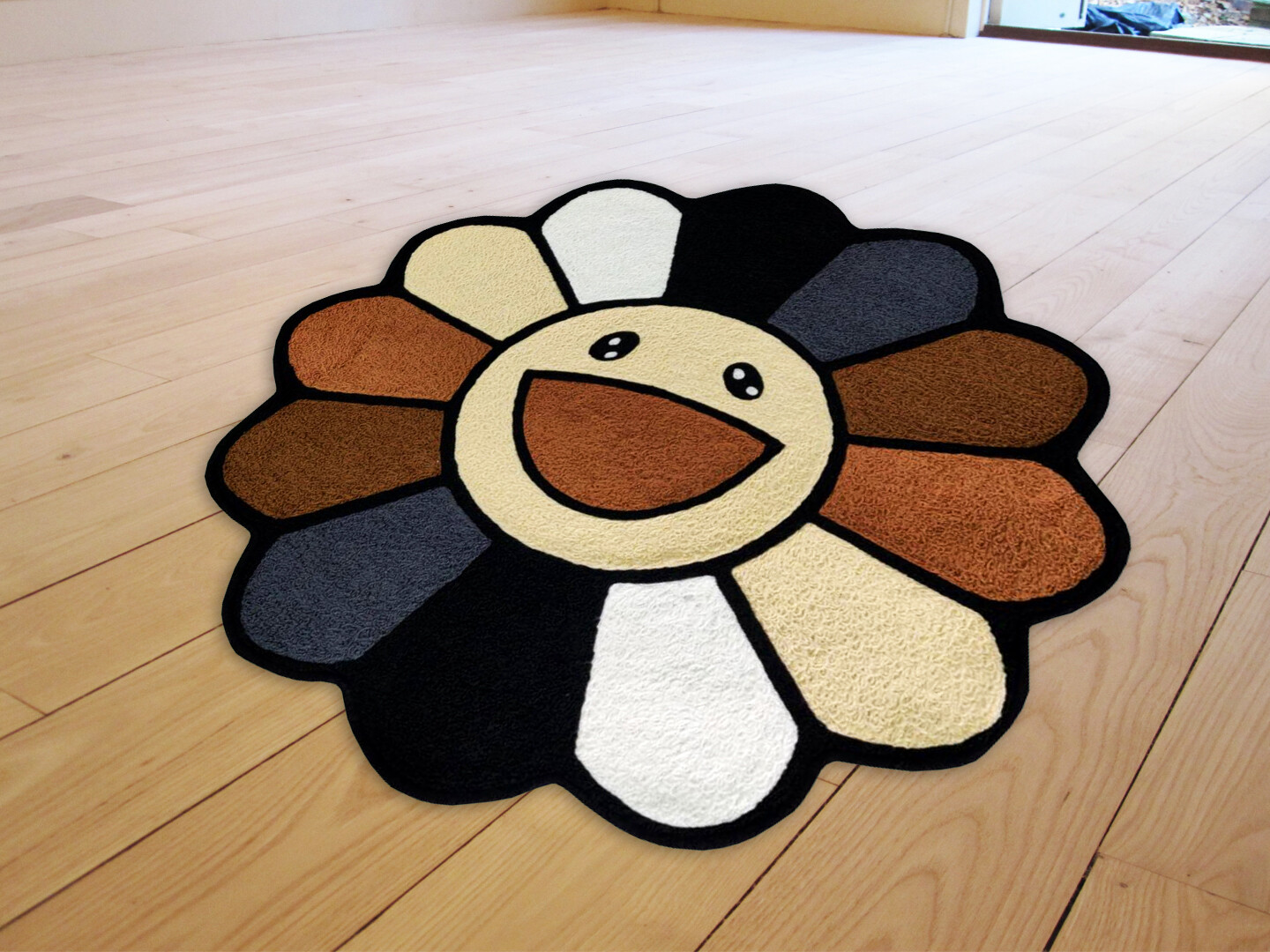 村上隆 Flower Floor Mat / Black × White（Takashi Murakami