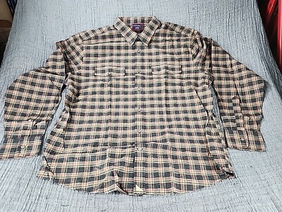 UNTUCKit Frunza Men's Long Sleeve Button-Up Brown Plaid Shirt Cotton  XL Regular