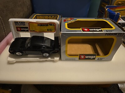 Burago Porsche 911 S 1/24 Die-cast Black NIB #0102 Super RARE Made In Italy