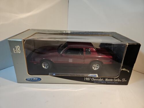 1987 Welly Chevrolet Monte Carlo SS Maroon Die-Cast Model Car 1:18 Scale NOS