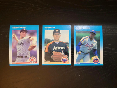 3 Card Lot: 1987  MLB Fleer Pitchers: - Ryan,  Gooden, and  Clemens  HEAT ! (a5)