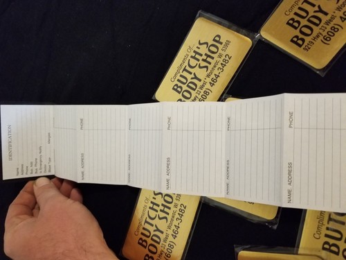 Vintage Butchs Body Shop Magnetic Close Gold Tone Accordion Smalll Address Book