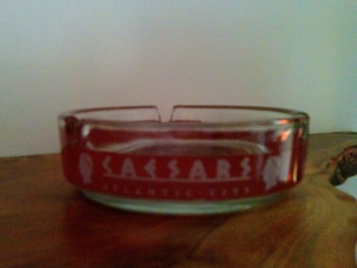 Vintage Caesars Atlantic City Clear Glass With Red Band 3 5/8