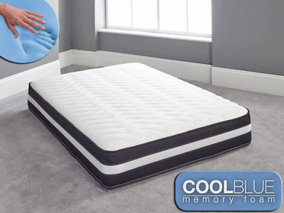 Cool Blue Memory Foam Mattress Sprung 3ft Single 4ft6 Double 5ft King 6ft S King