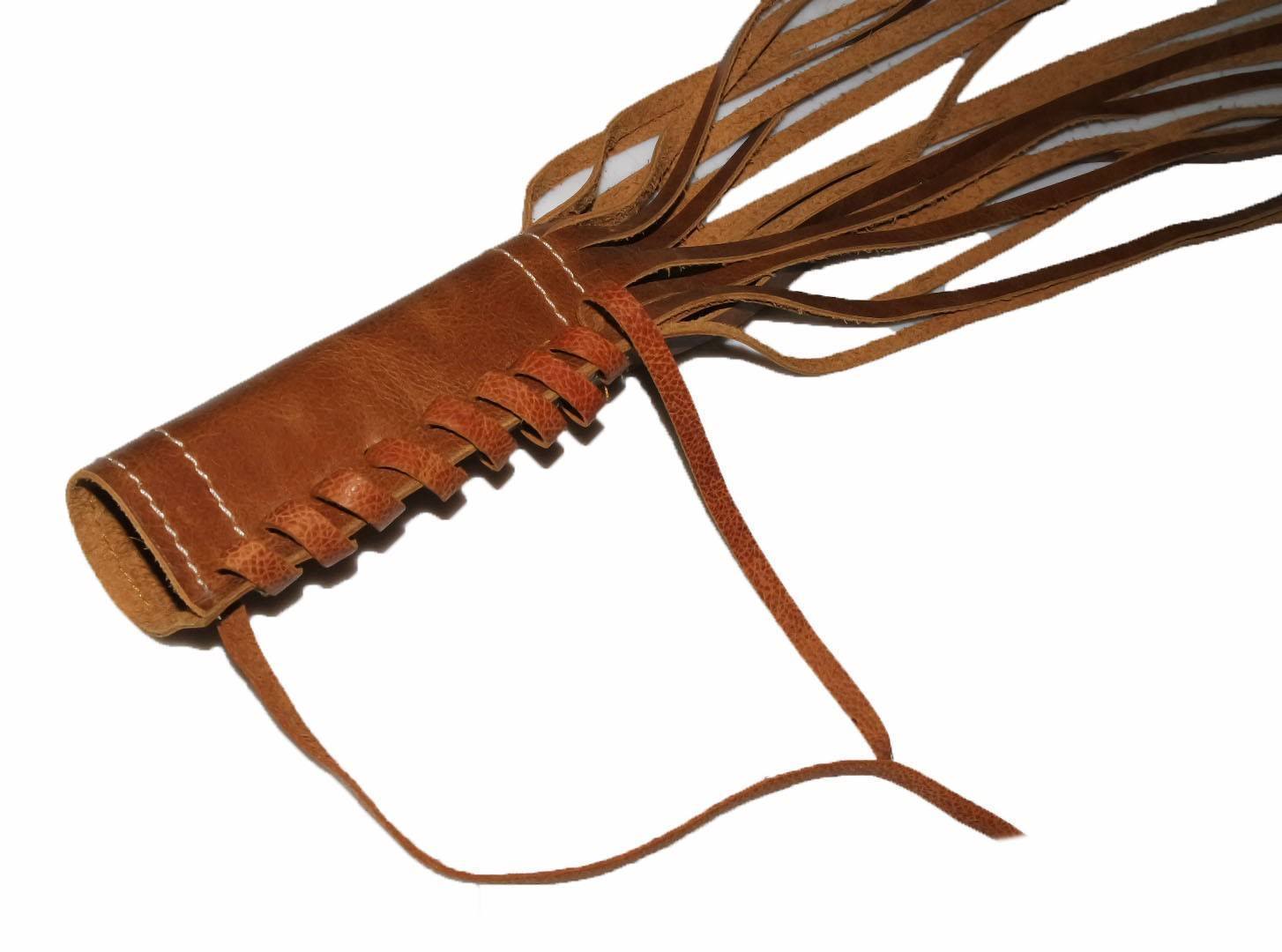 Indian Chief Handlebar Grip Cover Fringe Tassel Genuine Tan Leather 