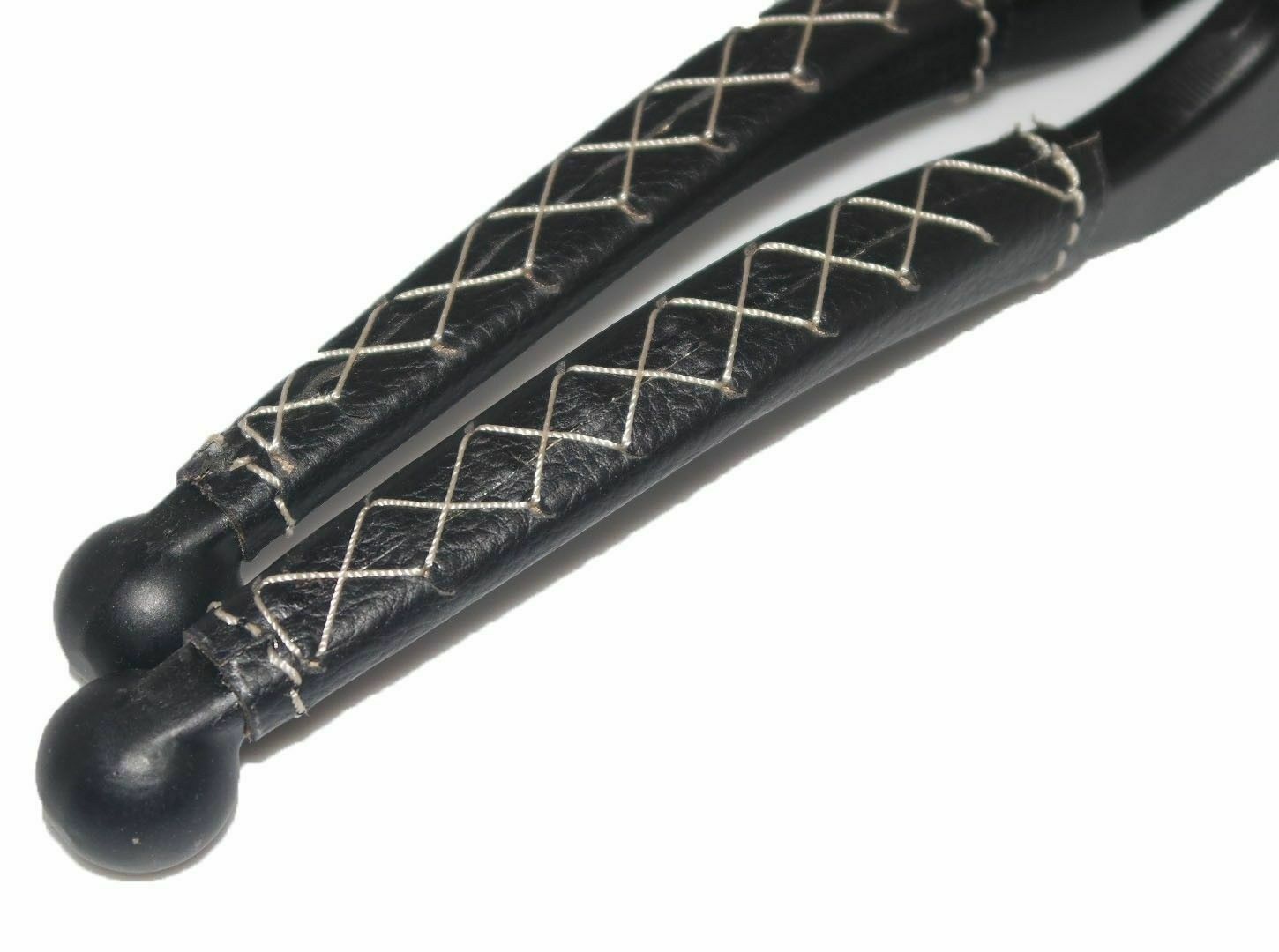 Fits Royal Enfield UCE Black Leather covered 7/8" Handlebar Grip & Lever Set 