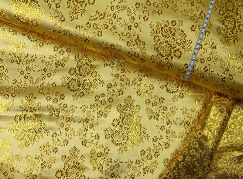 Lurex Jacquard Stoff Brokat Rosenbouquet KostÃ¼Me Theater Gelb Gold Eur 16,98/M