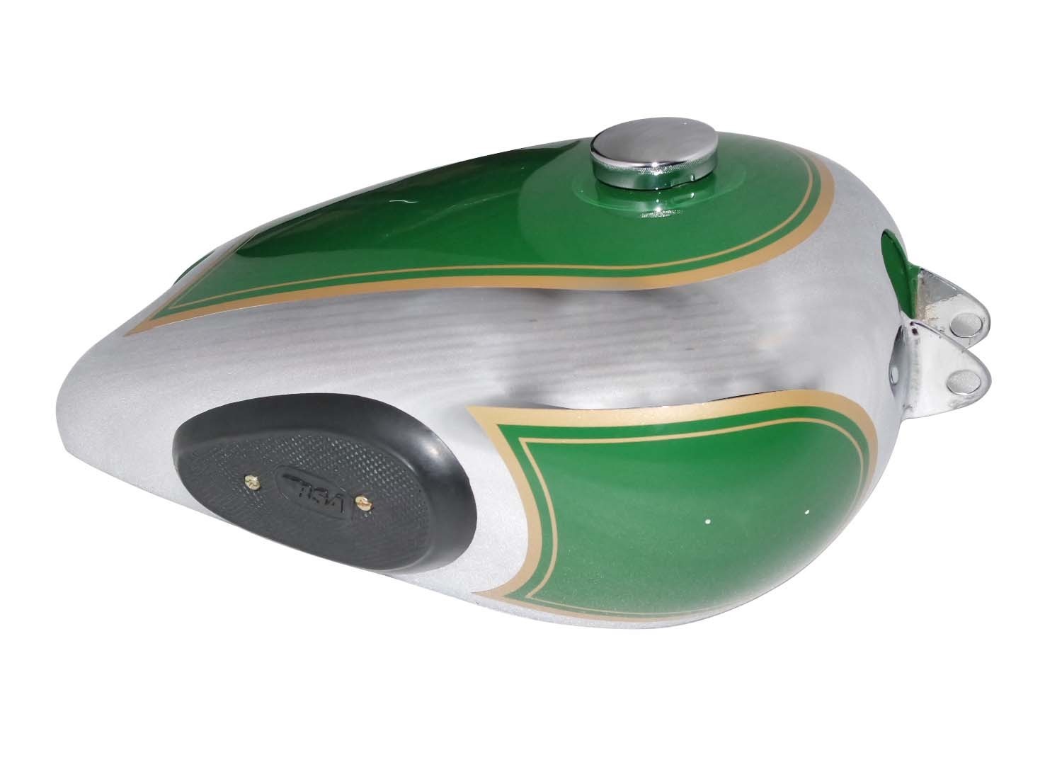 BSA B31 B33 Plunger Model Green & Chrome fuel petrol tank With Cap Tap & Knee pad