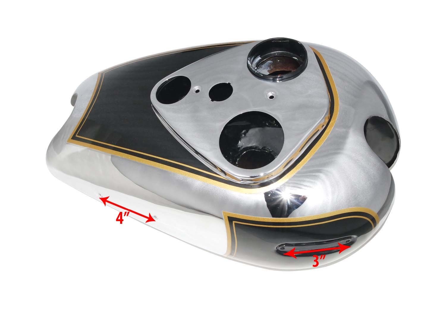 Ariel Square Four 4F Red Hunter Petrol Gas Fuel Tank Black Painted Chrome 