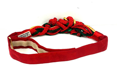 Carolyn Tanner Belt Red Green Gold Knotted Braided Christmas Vintage
