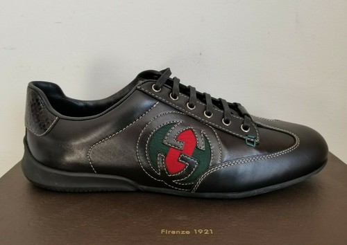 GUCCI OSLO ICONIC WEB INTERLOCKING GG LOGO BLACK SNEAKERS