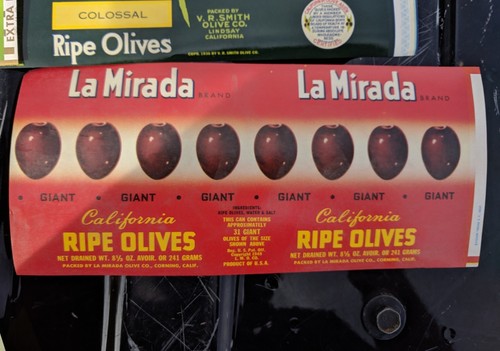 New Old Stock Olive Can Labels Vtg