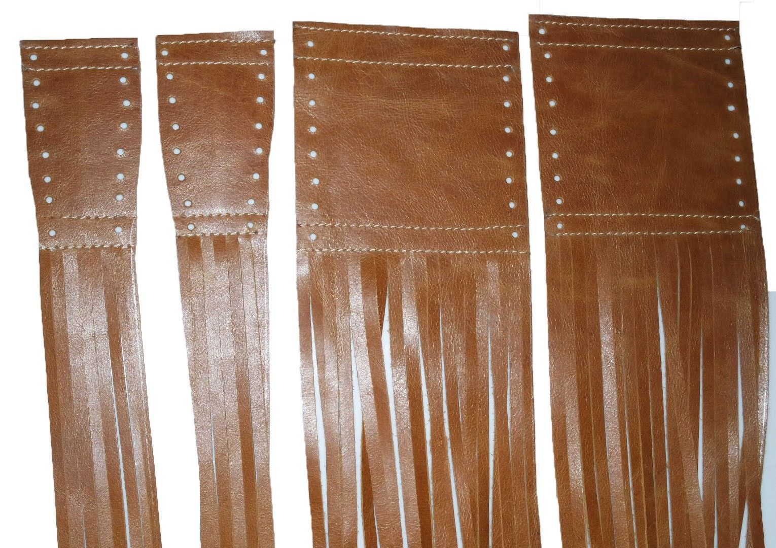 Indian Chief Handlebar Grip Cover Fringe Tassel Genuine Tan Leather 