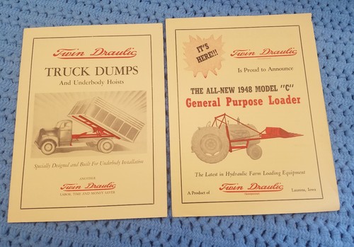 VINTAGE 1940's TWIN DRAULIC BROCHURE COLLECTION / LAURENS, IOWA / RARE!