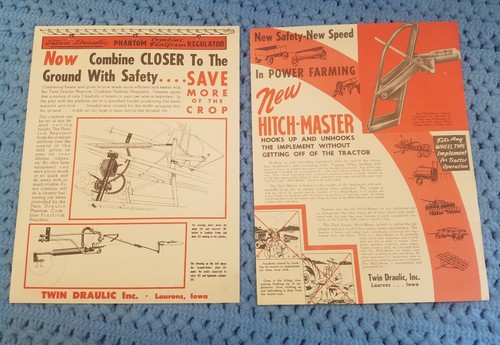VINTAGE 1940's TWIN DRAULIC BROCHURE COLLECTION / LAURENS, IOWA / RARE!