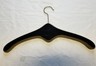 VTG LARGE SMOOTH BLACK GOLD TRIM WOOD CLOTHES DRESS COAT HANGER BRASS TOP HOOK