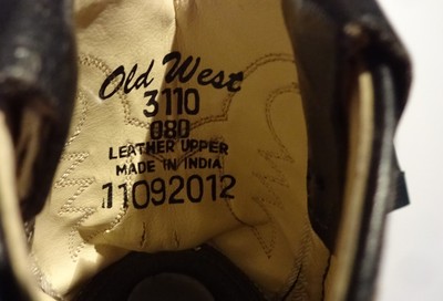 TODDLER COWBOY BOOTS by Old West Leather Red Stitching         c