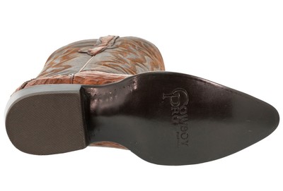 Pre-owned Cowboy Professional Cognac Leather Cowboy Boots Genuine Crocodile Belly Exotic Skin J Toe Botas In Brown