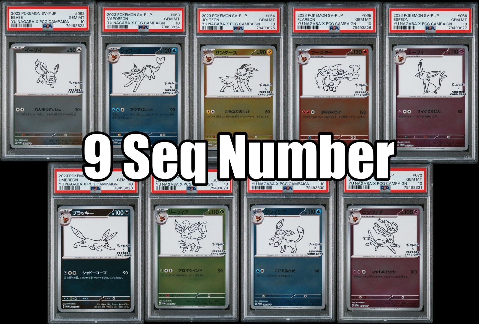 psa10 yu nagaba ブイズ 9枚セット eevee unbreon YU NAGABA x Pokemon Game Eevee's card Special PROMO 9 Card