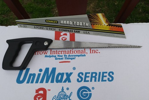Stanley Hard Tooth 15-351 Compass Saw 8 Point/12-Inch Made In USA with Sleeve