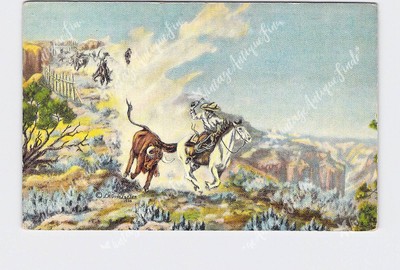 PPC Postcard Old West Cowboy Larsen Artist 'trapping Wild Cattle'